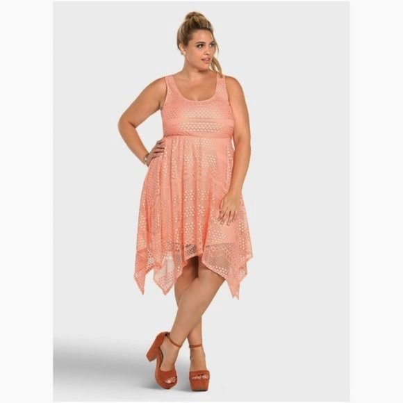 TORRID Blush Allover Lace Hanky Dress L/12 NEW NWT - Picture 3 of 8